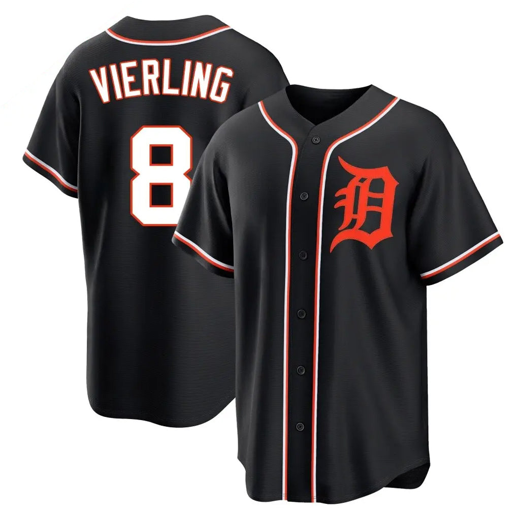 Blackjersey D.Tigers #8 Matt Vierling Player Black Fashion Out Home Game Stitched Jerseys