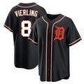 Blackjersey D.Tigers #8 Matt Vierling Player Black Fashion Out Home Game Stitched Jerseys