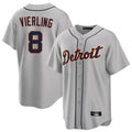 Blackjersey D.Tigers #8 Matt Vierling Player Gray Home Game Stitched Jerseys