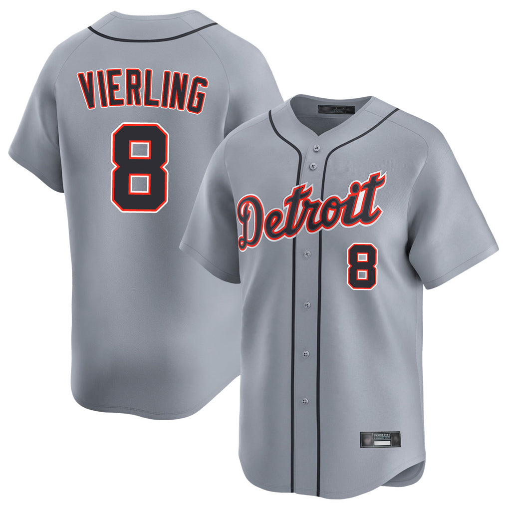 Blackjersey D.Tigers #8 Matt Vierling Player Gray Home Limited Stitched Jerseys