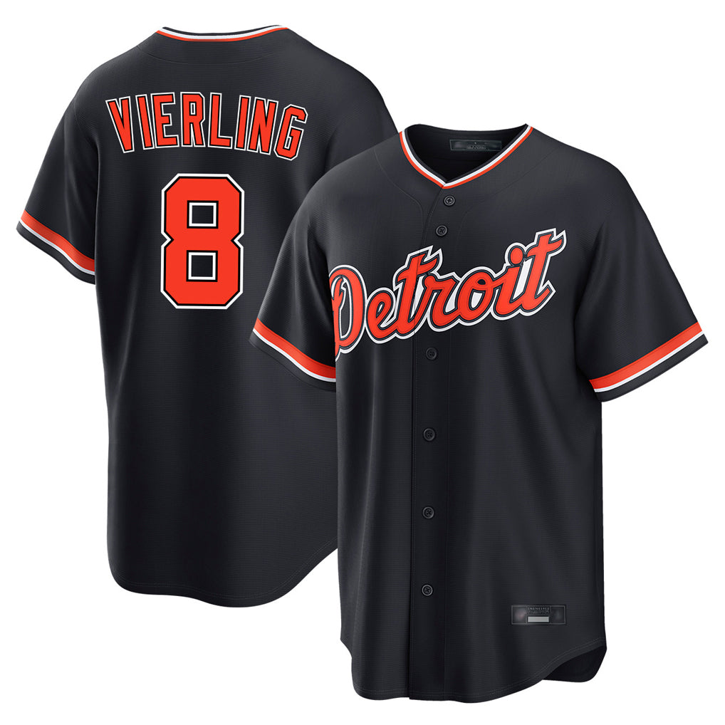 Blackjersey D.Tigers #8 Matt Vierling Player Navy Home Game Stitched Jerseys