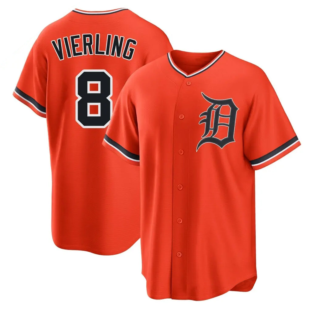 Blackjersey D.Tigers #8 Matt Vierling Player Orange Home Game Stitched Jerseys