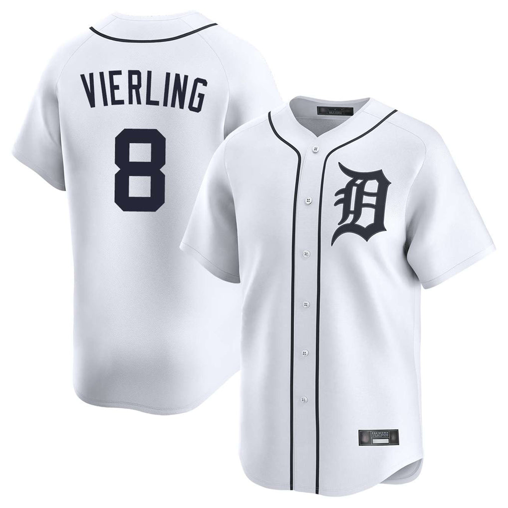 Blackjersey D.Tigers #8 Matt Vierling Player White Home Limited Stitched Jerseys