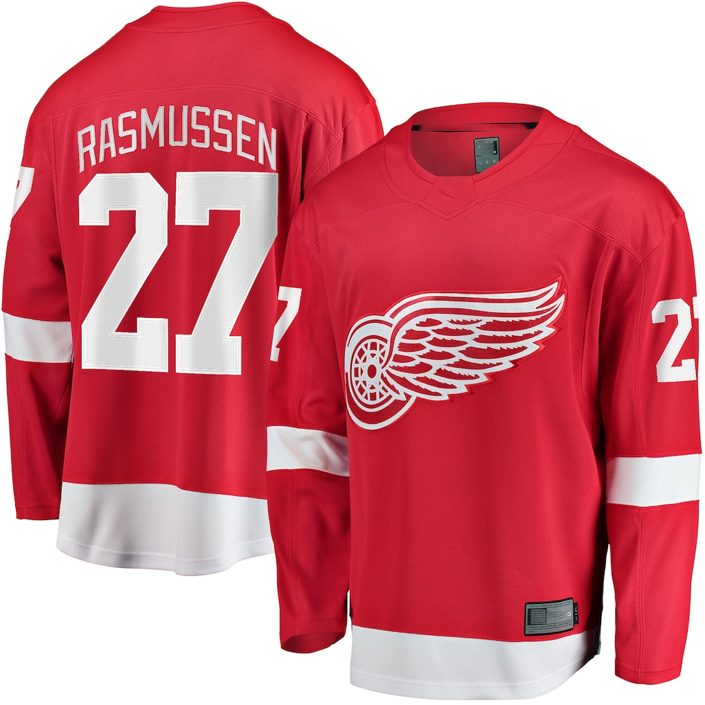 Blackjersey DR.Wings #27 Michael Rasmussen Red Home Breakaway Player Jerseys