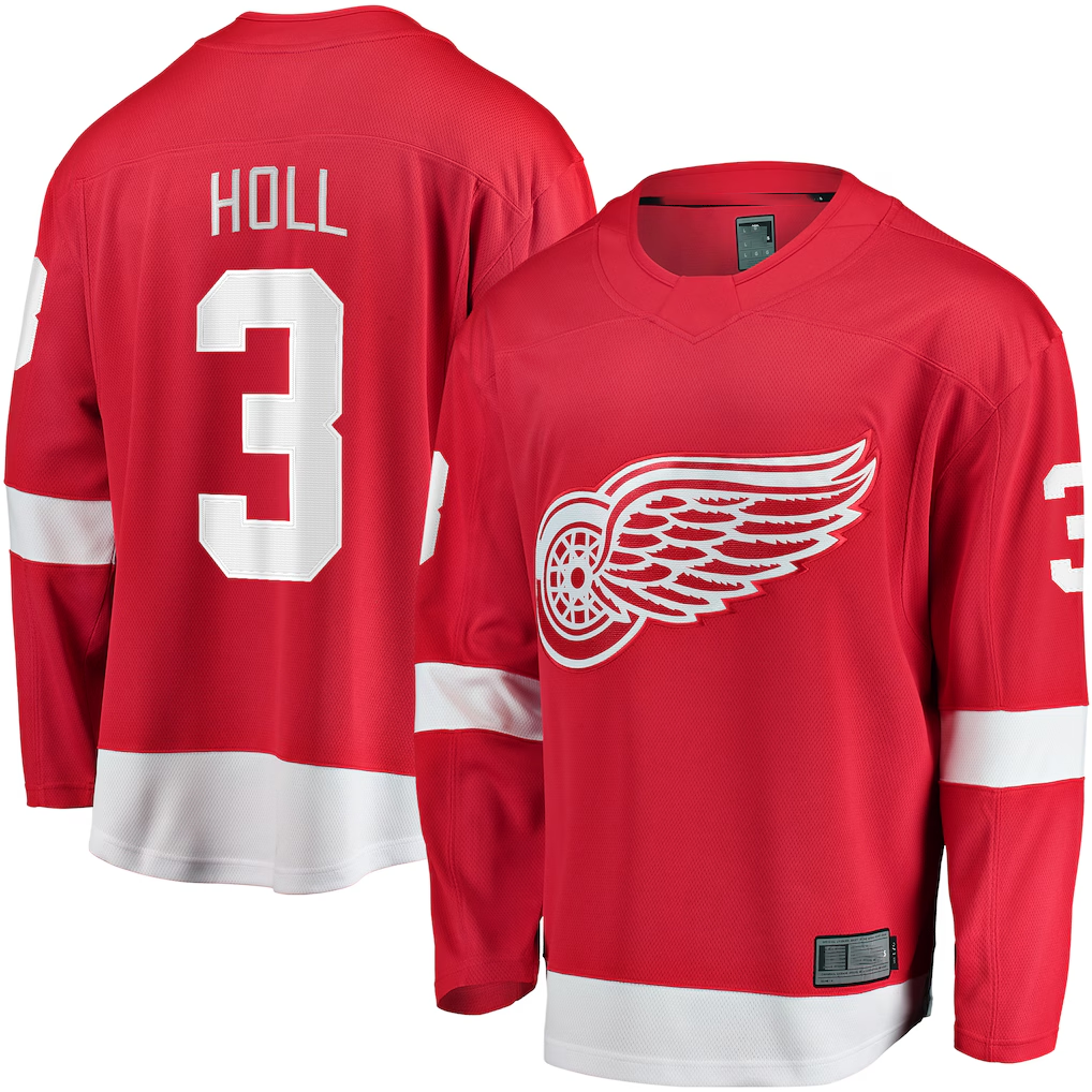 Blackjersey DR.Wings #3 Justin Holl Red Home Breakaway Jerseys
