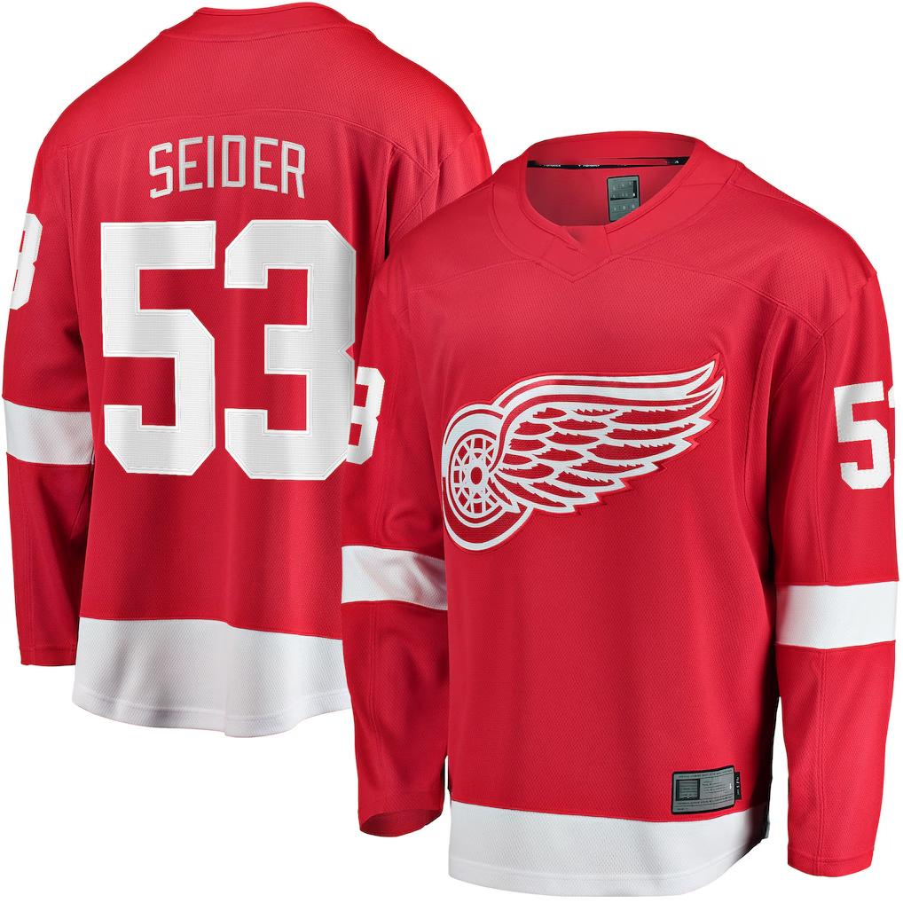 Blackjersey DR.Wings #53 Moritz Seider Red Home Breakaway Player Jerseys