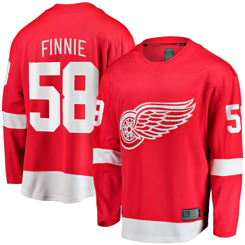 Blackjersey DR.Wings #58 Emmitt Finnie Red Home Breakaway Jerseys