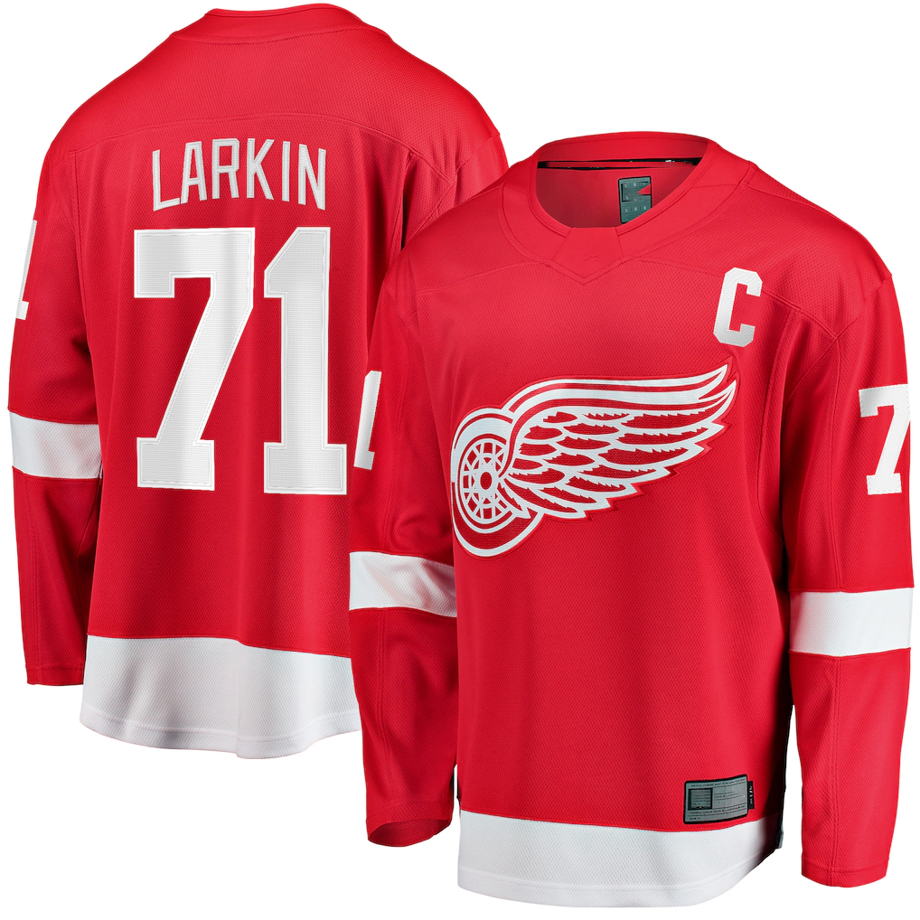 Blackjersey DR.Wings #71 Dylan Larkin Branded Red Captain Home Breakaway Jerseys