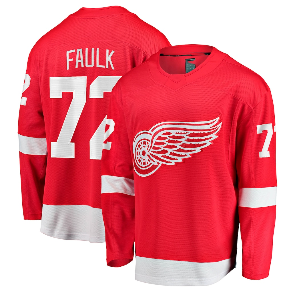 Blackjersey DR.Wings #72 Justin Faulk Red Home Breakaway Jerseys