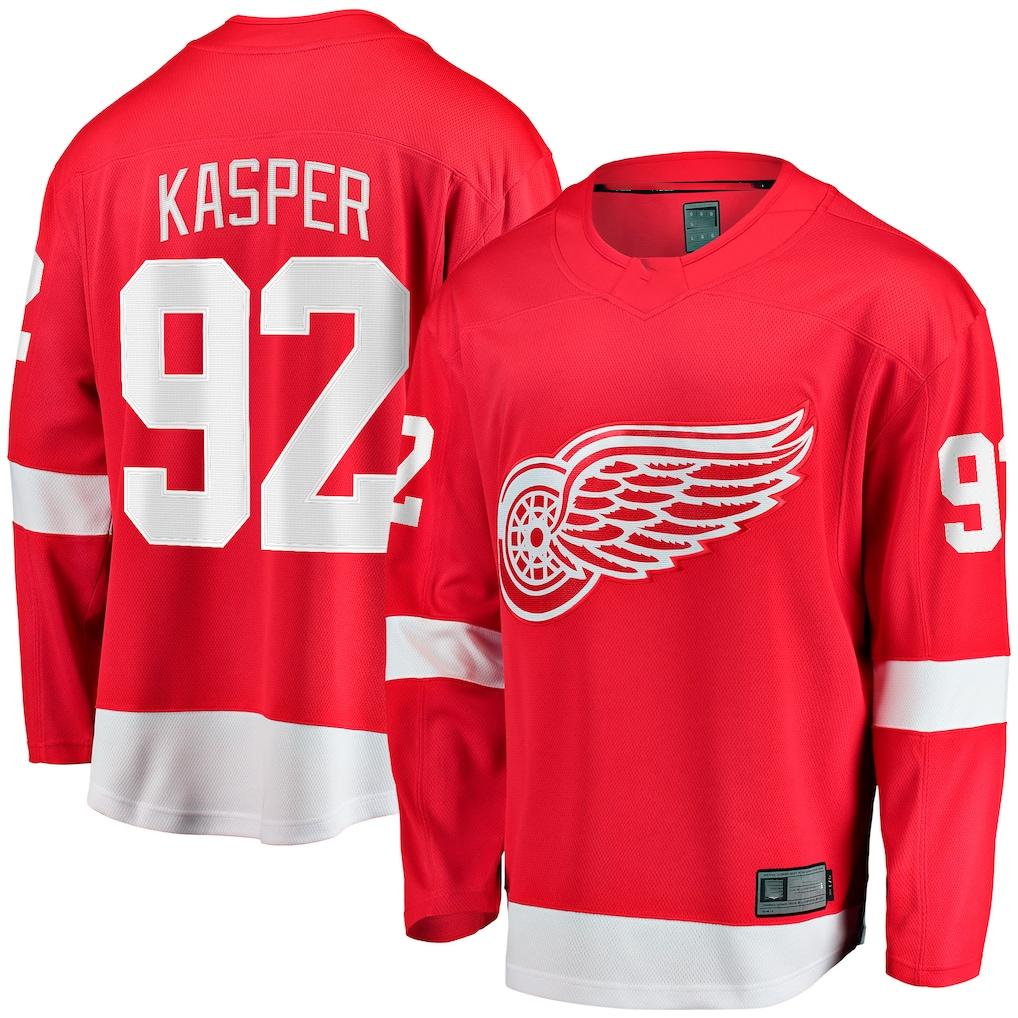 Blackjersey DR.Wings #92 Marco Kasper Red Home Breakaway Jerseys