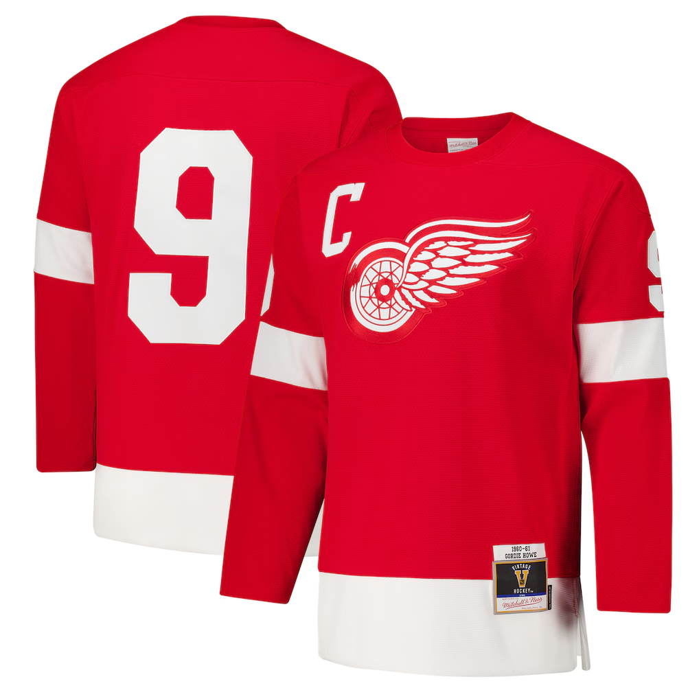 Blackjersey DR.Wings #9 Gordie Howe Red 1960-61 Power Play Jerseys