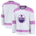 Blackjersey E.Oilers White 2024 Hockey Fights Cancer Practice Jerseys