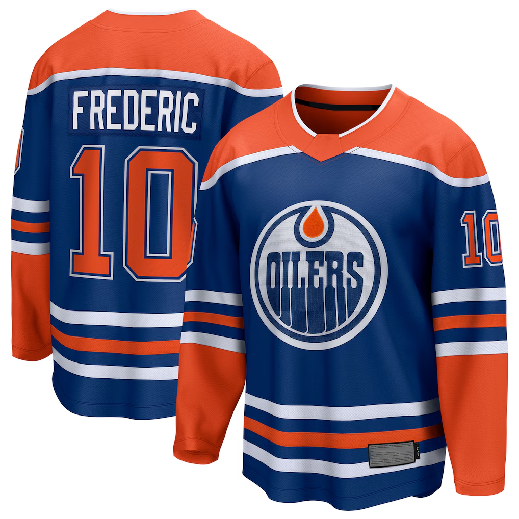 Blackjersey E.Oilers #10 Trent Frederic Royal Home Breakaway Jerseys