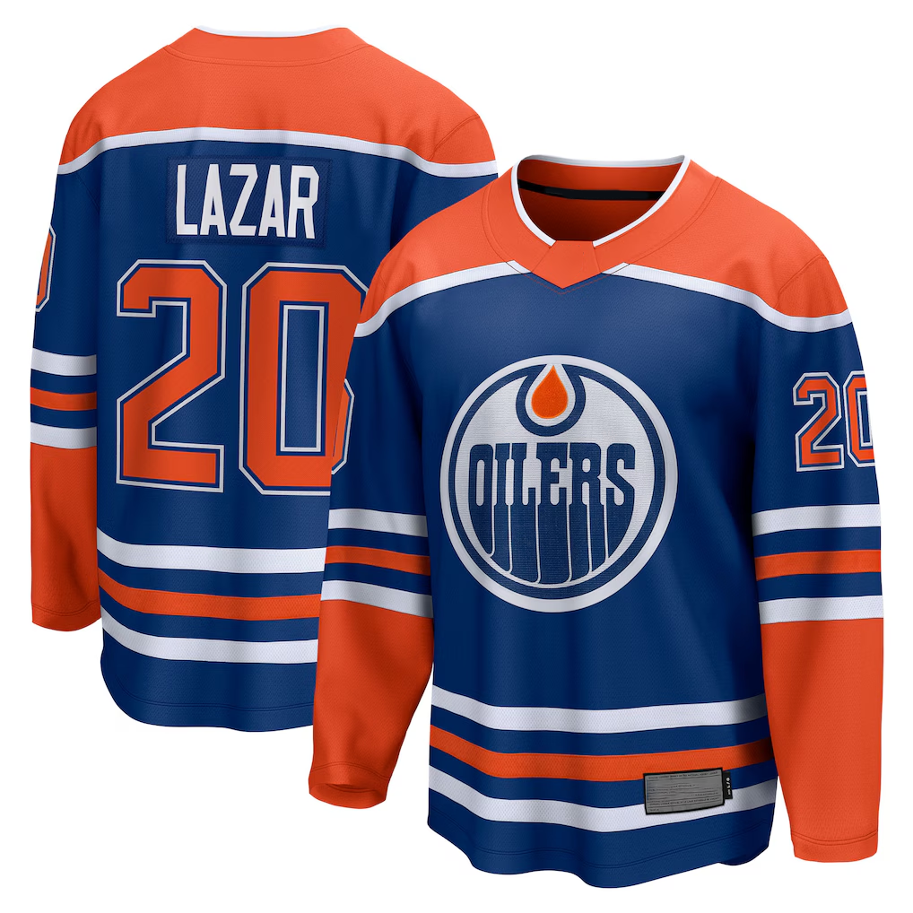 Blackjersey E.Oilers #20 Curtis Lazar Royal Home Breakaway Jerseys