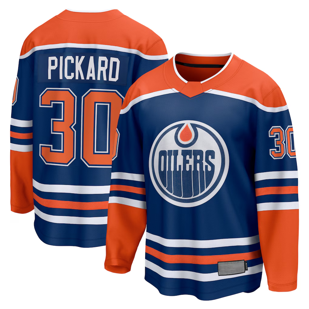 Blackjersey E.Oilers #30 Calvin Pickard Royal Home Premier Breakaway Player Jerseys