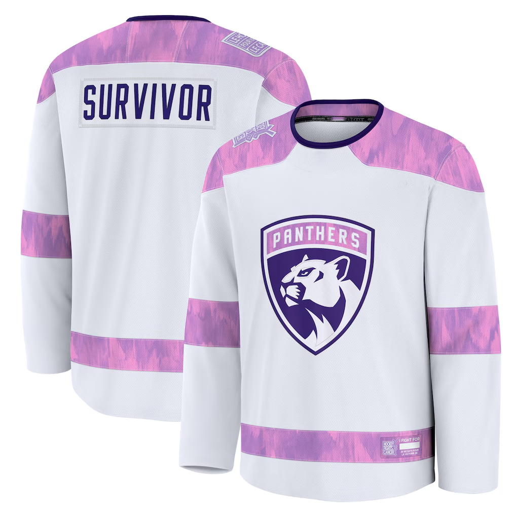 Blackjersey F.Panthers White Hockey Fights Cancer Survivor Practice Jerseys