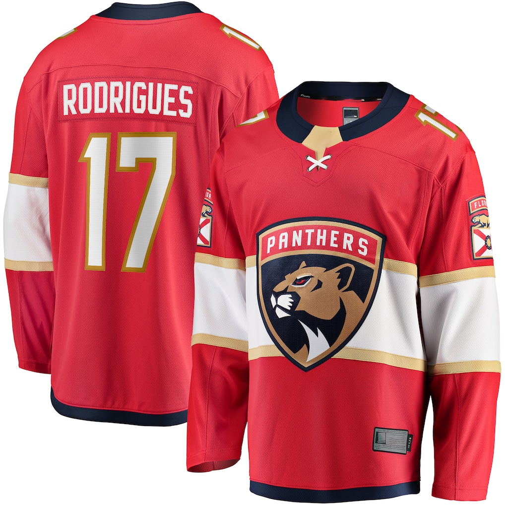 Blackjersey F.Panthers #17 Evan Rodrigues Red Home Breakaway Jerseys