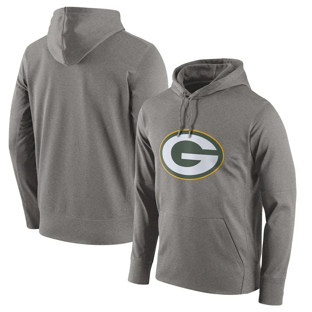 Blackjersey GB.Packers Gray Circuit Logo Pullover Hoodies Limited Game Blank Player Stitched Jerseys