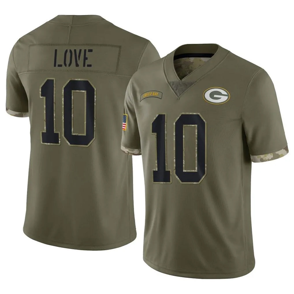 Blackjersey GB.Packers #10 Jordan Love Player Olive Salute To Service Limited Stitched Jerseys