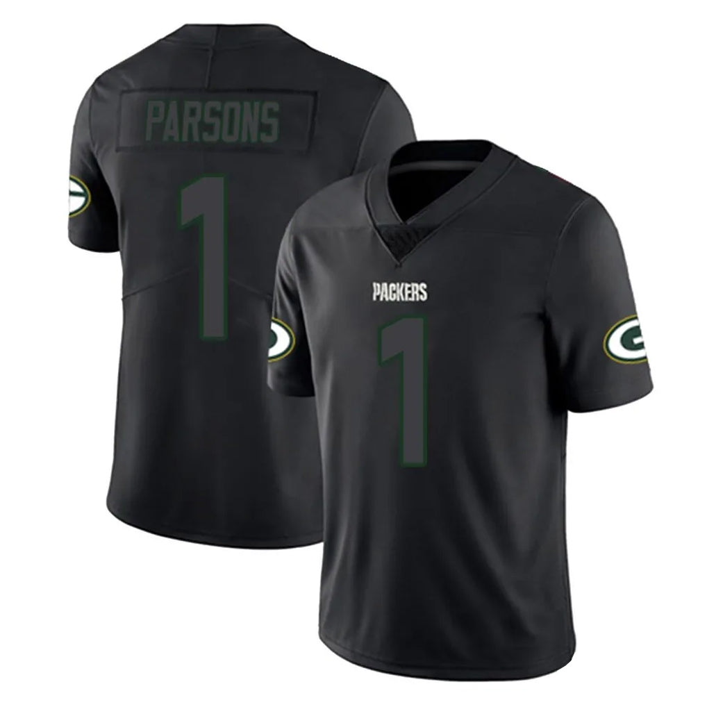 Blackjersey GB.Packers #1 Micah Parsons Player Black Impact Limited Home Game Stitched Jerseys