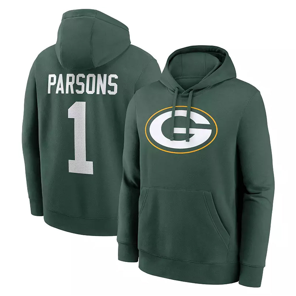 Blackjersey GB.Packers #1 Micah Parsons Player Black Pullover Hoodies Limited Stitched Jerseys