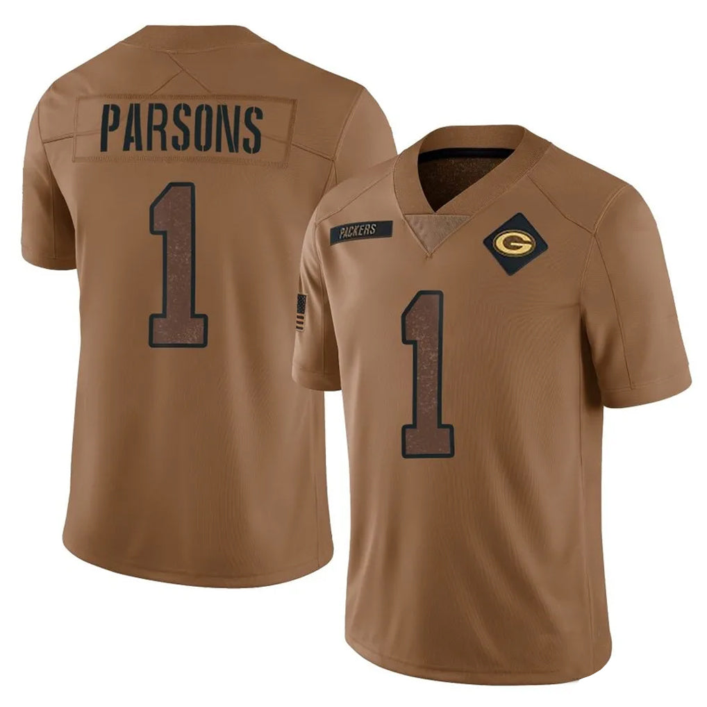 Blackjersey GB.Packers #1 Micah Parsons Player Brown Salute To Service Limited Stitched Jerseys