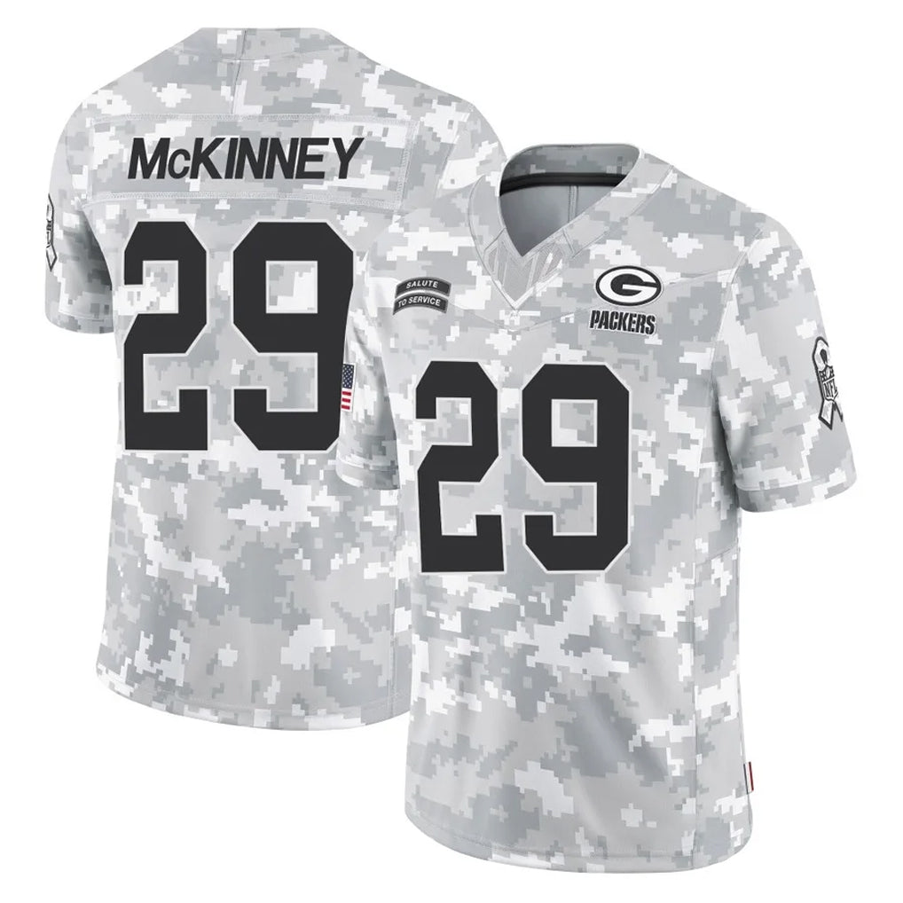 Blackjersey GB.Packers #29 Xavier McKinney Player Arctic Camo Salute To Service Limited Stitched Jerseys