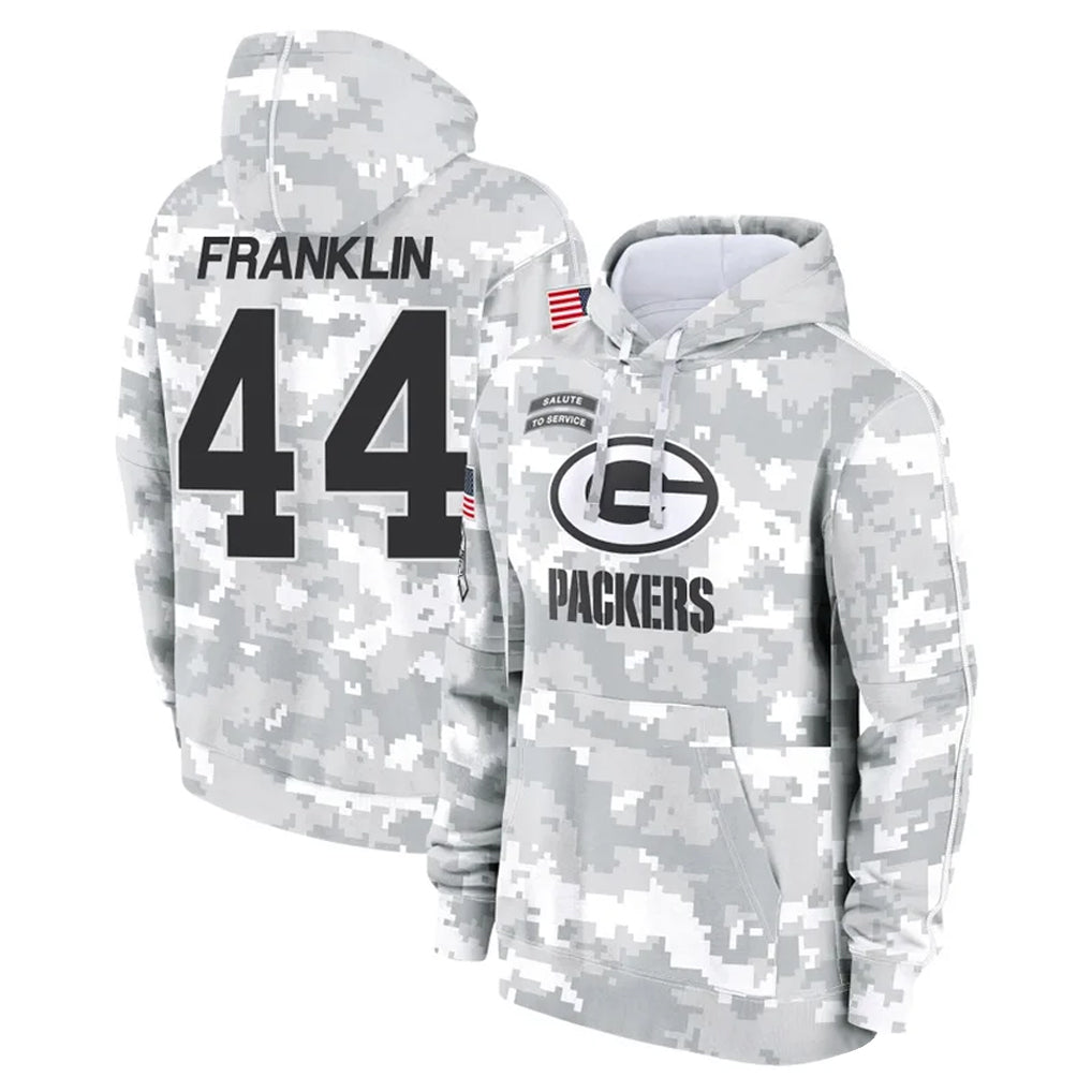 Blackjersey GB.Packers #44 Zaire Franklin Player Arctic Camo Salute to Service Hoodies Limited Game Stitched Jerseys