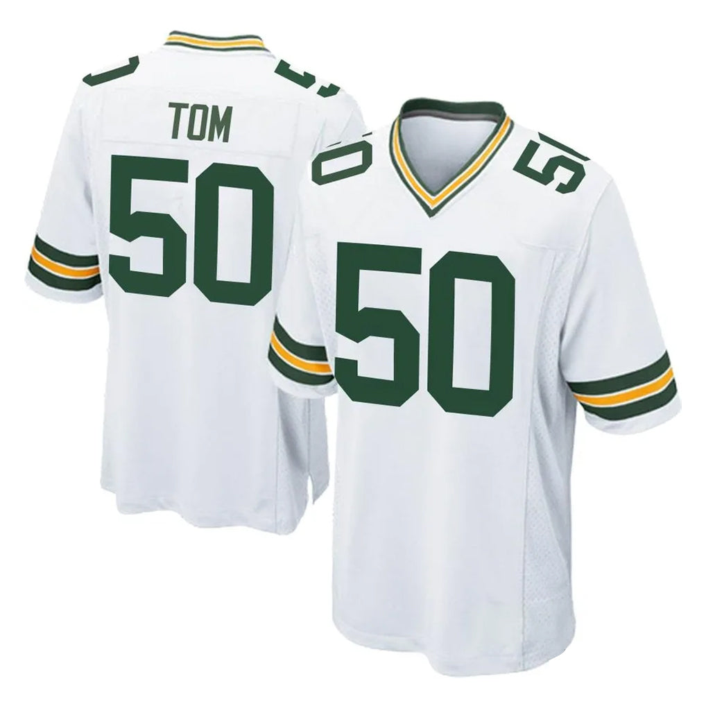 Blackjersey GB.Packers #50 Zach Tom Player White Home Game Stitched Jerseys