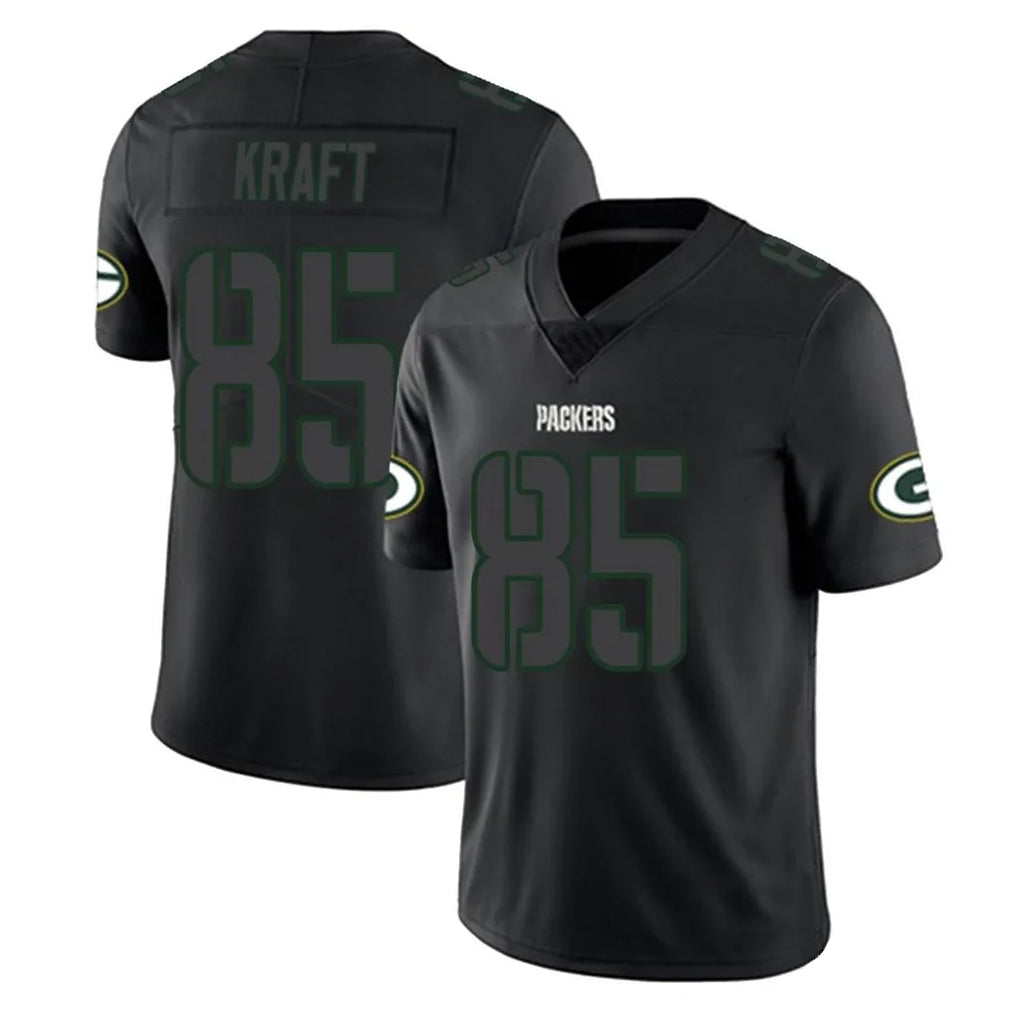 Blackjersey GB.Packers #85 Tucker Kraft Player Black Impact Limited Home Game Stitched Jerseys
