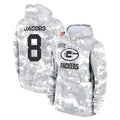 Blackjersey GB.Packers #8 Josh Jacobs Player Arctic Camo Salute to Service Hoodies Limited Game Stitched Jerseys
