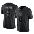 Blackjersey GB.Packers #8 Josh Jacobs Player Black Reflective Limited Home Game Stitched Jerseys