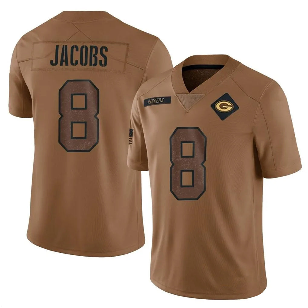 Blackjersey GB.Packers #8 Josh Jacobs Player Brown Salute To Service Limited Stitched Jerseys