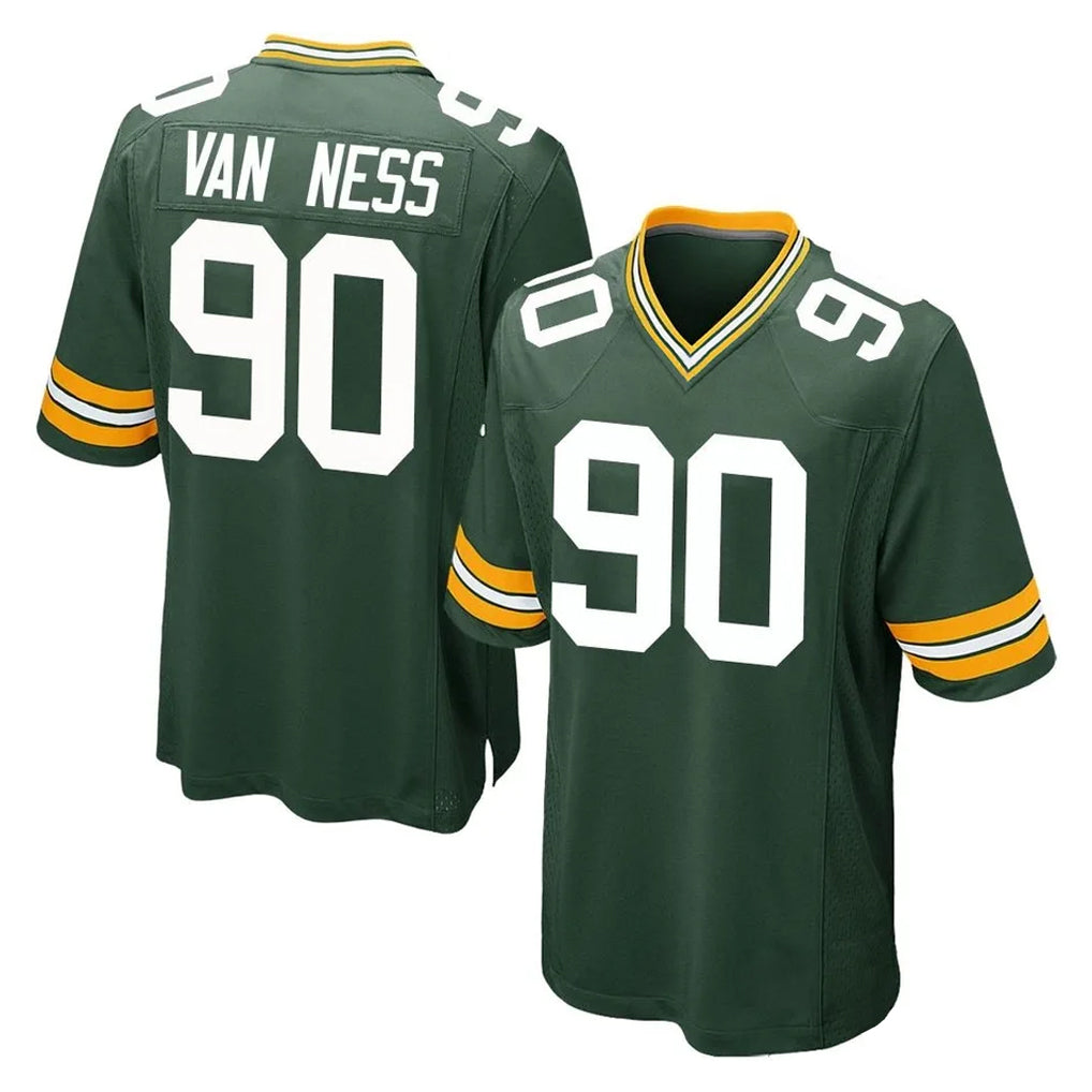 Blackjersey GB.Packers #90 Lukas Van Ness Player Green Home Game Stitched Jerseys