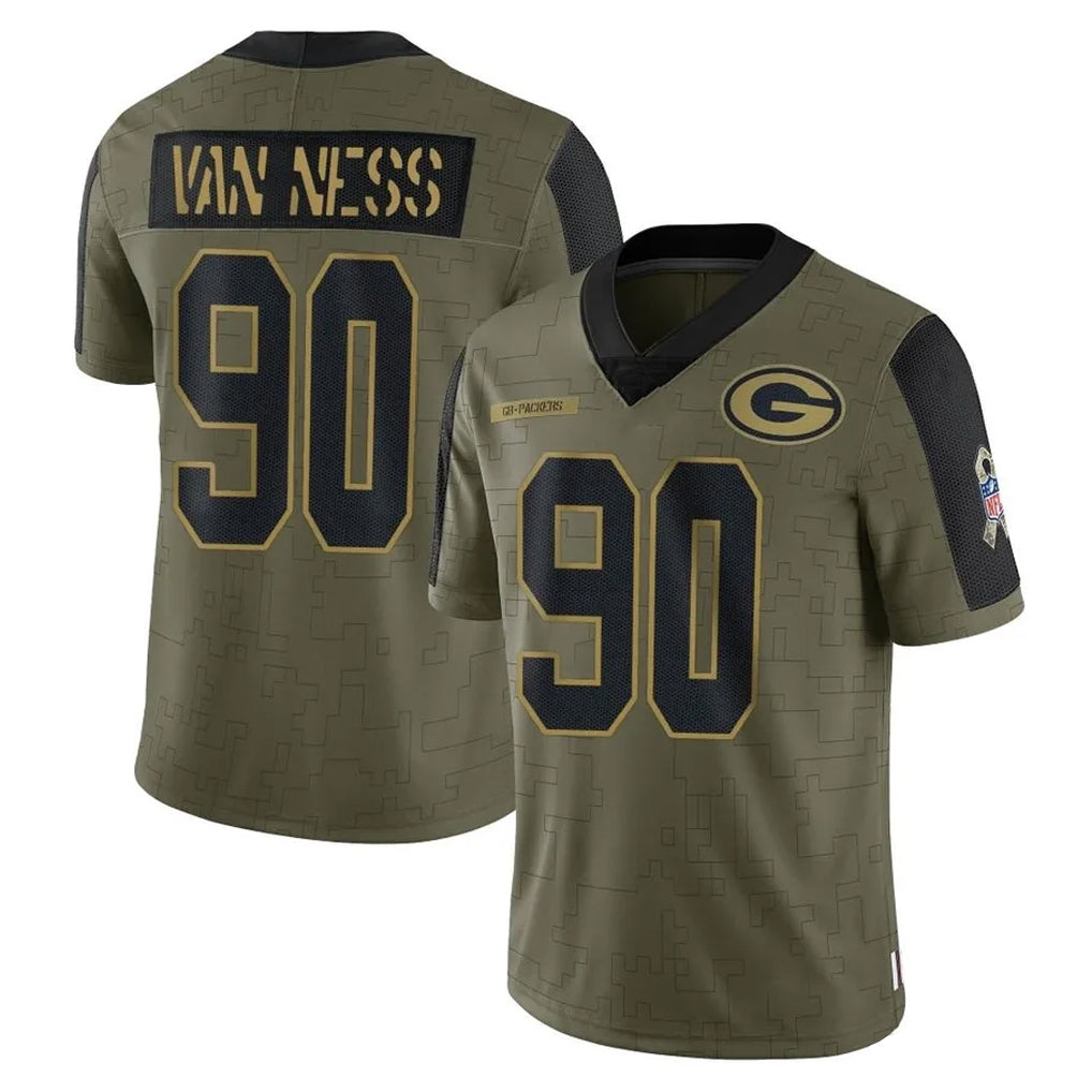 Blackjersey GB.Packers #90 Lukas Van Ness Player Olive Salute To Service Limited Game Stitched Jerseys