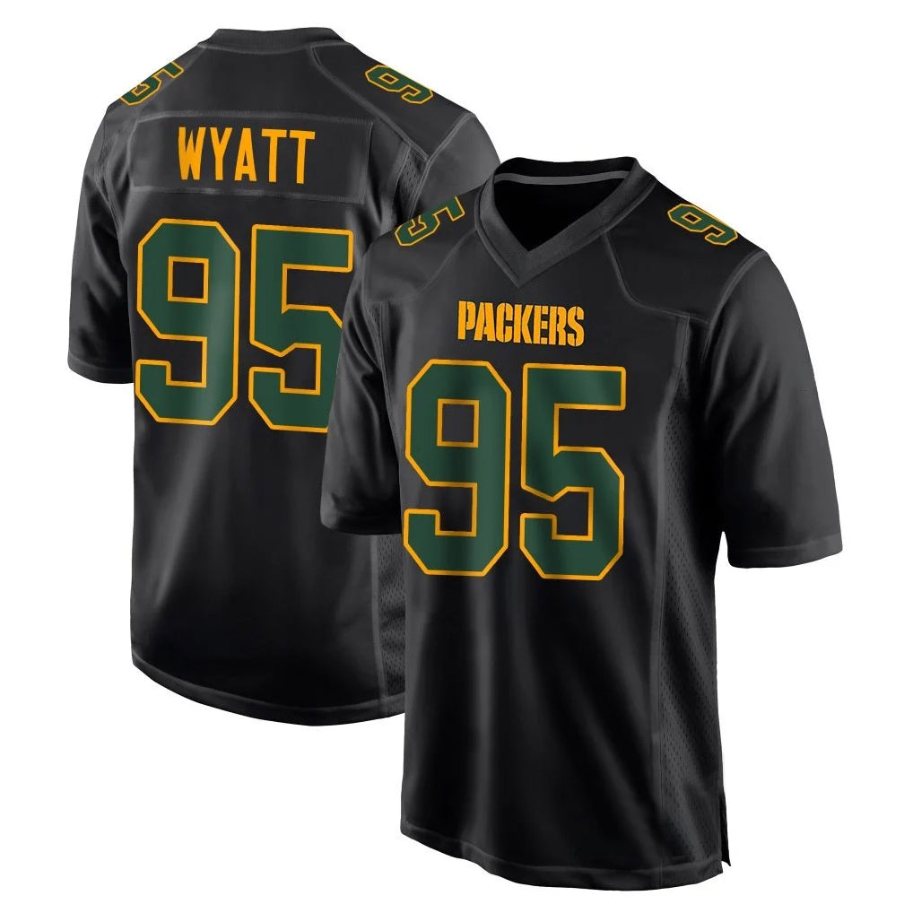 Blackjersey GB.Packers #95 Devonte Wyatt Player Black Fashion Home Game Stitched Jerseys