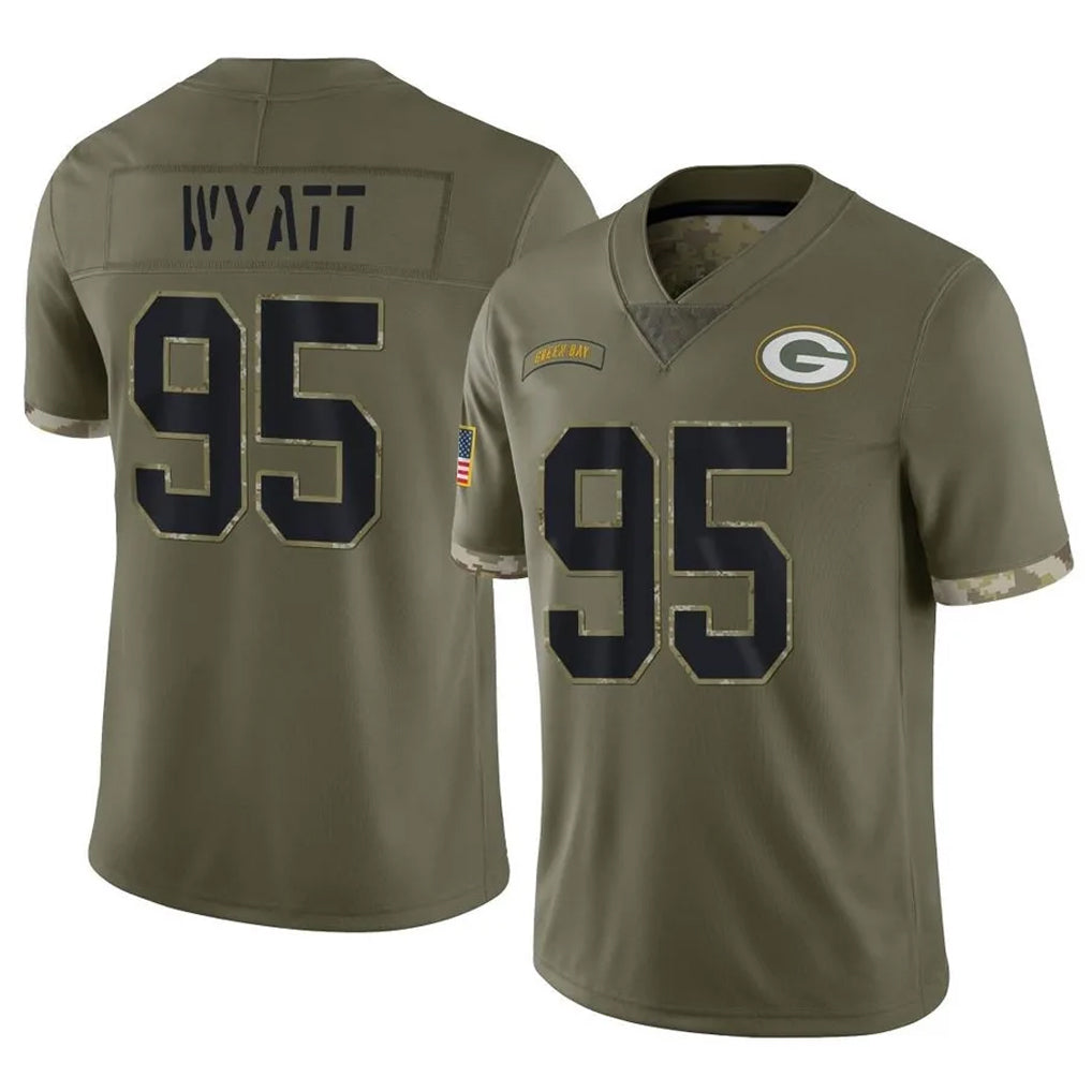 Blackjersey GB.Packers #95 Devonte Wyatt Player Olive Salute To Service Limited Stitched Jerseys