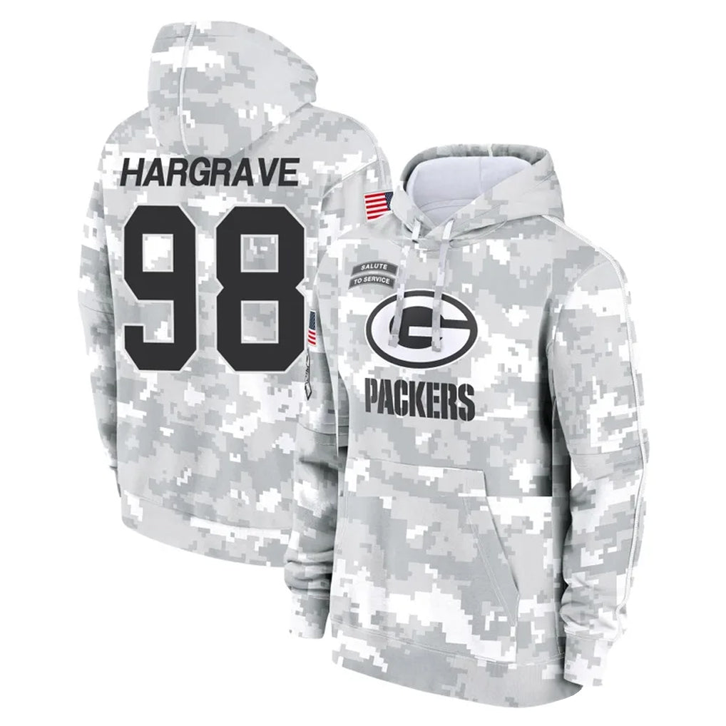 Blackjersey GB.Packers #98 Javon Hargrave Player Arctic Camo Salute to Service Hoodies Limited Game Stitched Jerseys