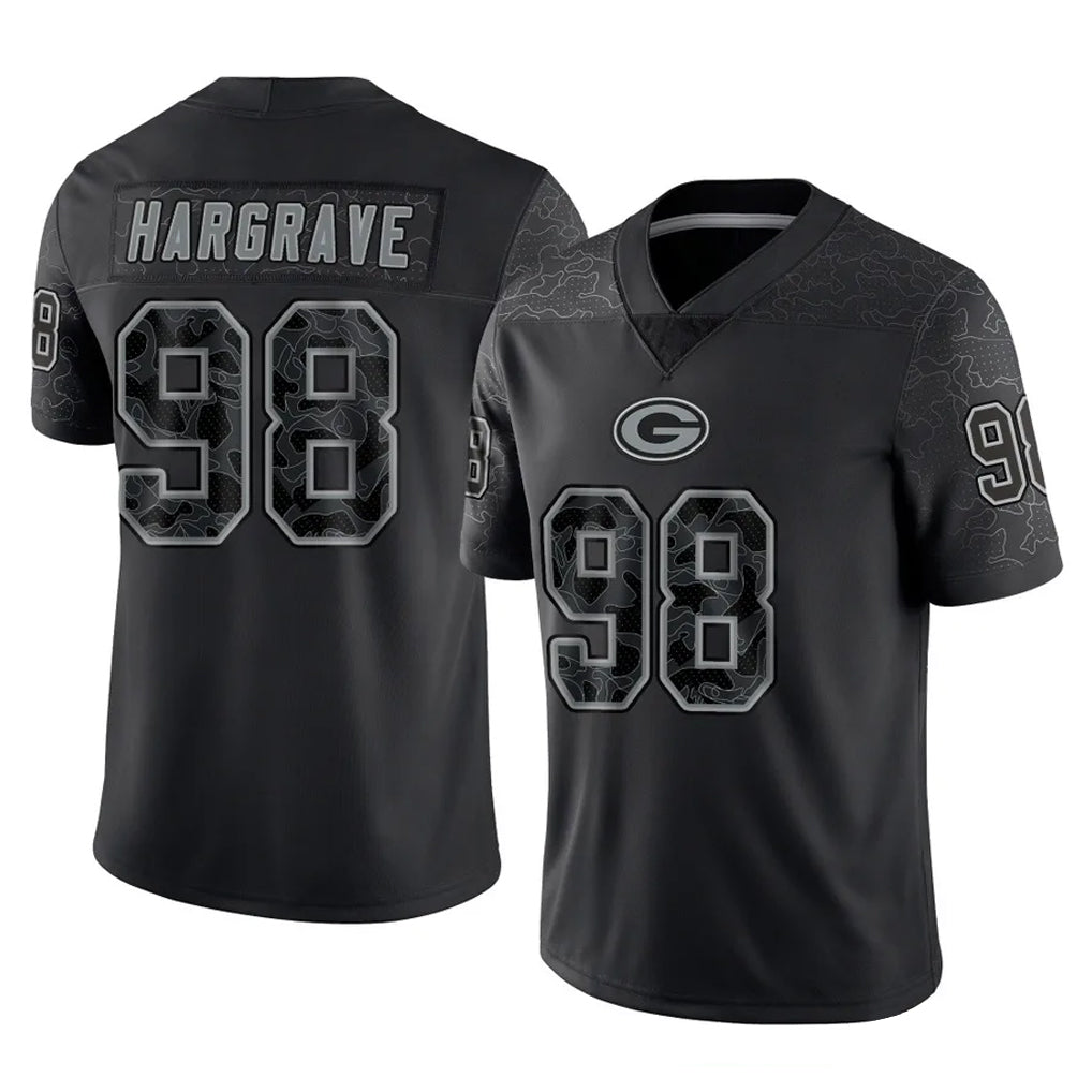 Blackjersey GB.Packers #98 Javon Hargrave Player Black Reflective Limited Home Game Stitched Jerseys