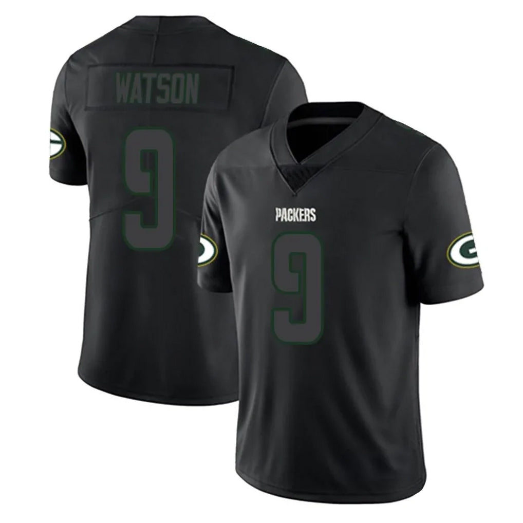 Blackjersey GB.Packers #9 Christian Watson Player Black Impact Limited Home Game Stitched Jerseys