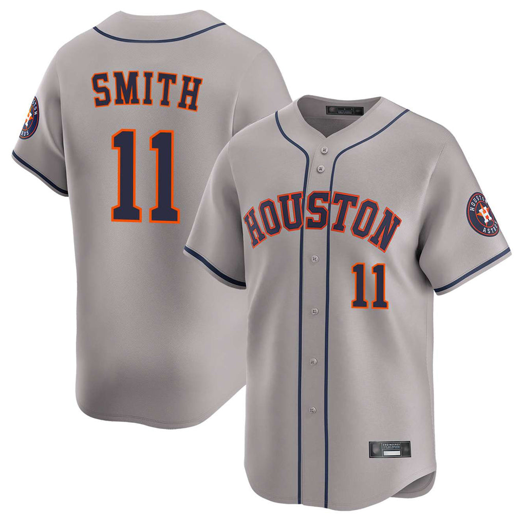 Blackjersey H.Astros #11 Cam Smith Player Gray Home Limited Stitched Jerseys