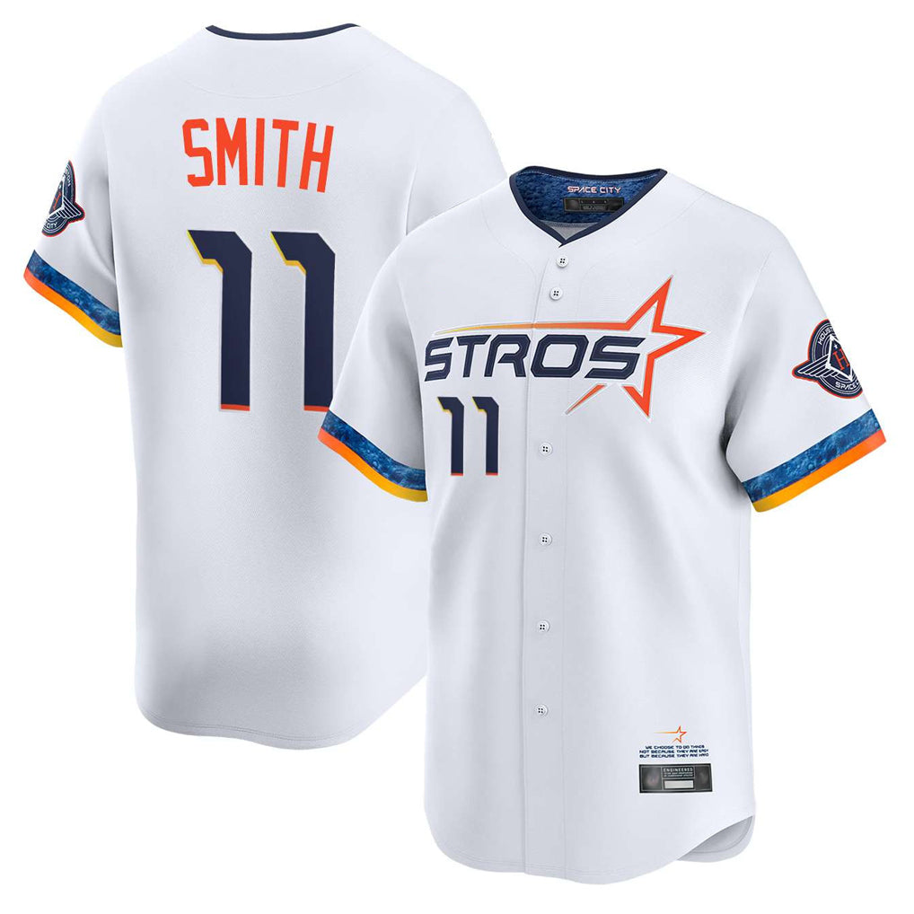 Blackjersey H.Astros #11 Cam Smith Player White City Connect Limited Home Stitched Jerseys