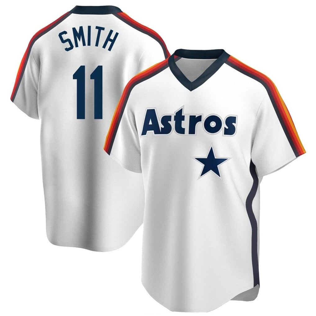 Blackjersey H.Astros #11 Cam Smith Player White Cooperstown Collection T-shirt Stitched Jerseys