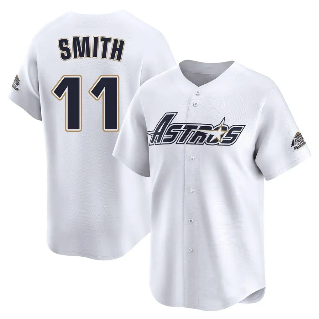 Blackjersey H.Astros #11 Cam Smith Player White Throwback Cooperstown Collection Limited Stitched Jerseys
