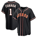 Blackjersey H.Astros #1 Carlos Correa Player Black Fashion Out Home Game Stitched Jerseys