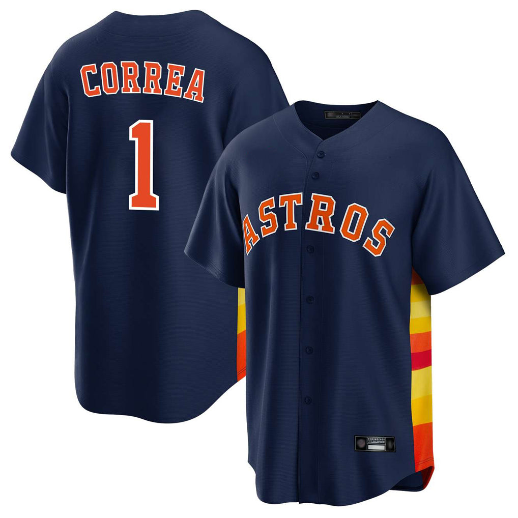 Blackjersey H.Astros #1 Carlos Correa Player Navy Home Game Stitched Jerseys