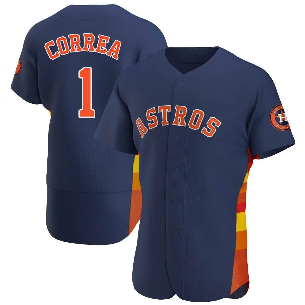 Blackjersey H.Astros #1 Carlos Correa Player Navy Home Limited Elite Stitched Jerseys
