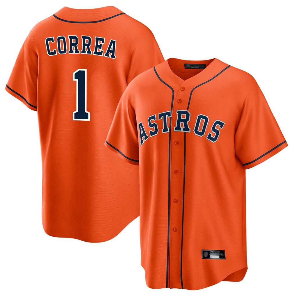 Blackjersey H.Astros #1 Carlos Correa Player Orange Home Game Stitched Jerseys