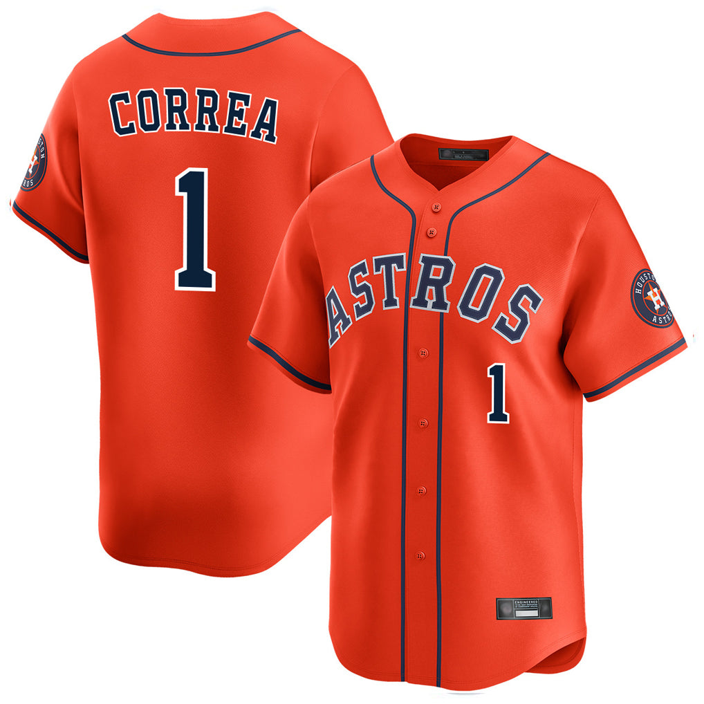 Blackjersey H.Astros #1 Carlos Correa Player Orange Home Limited Stitched Jerseys