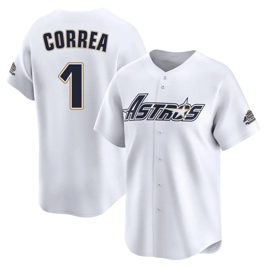 Blackjersey H.Astros #1 Carlos Correa Player White Throwback Cooperstown Collection Limited Stitched Jerseys